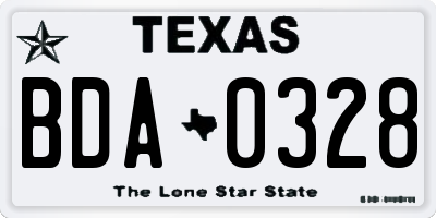 TX license plate BDA0328