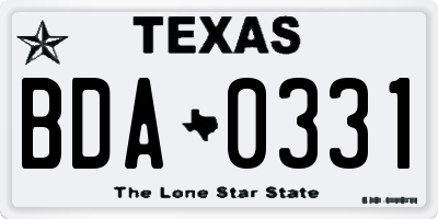 TX license plate BDA0331