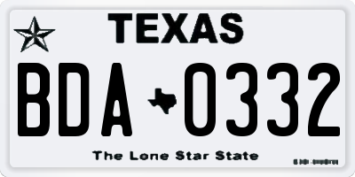 TX license plate BDA0332