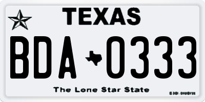 TX license plate BDA0333