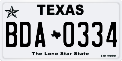 TX license plate BDA0334
