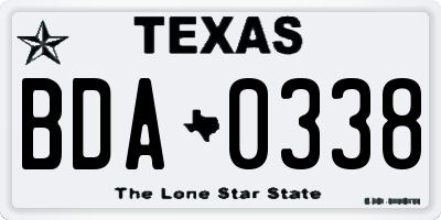 TX license plate BDA0338