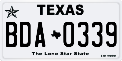 TX license plate BDA0339