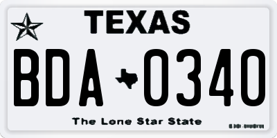 TX license plate BDA0340