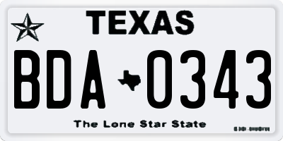 TX license plate BDA0343