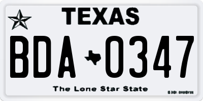 TX license plate BDA0347