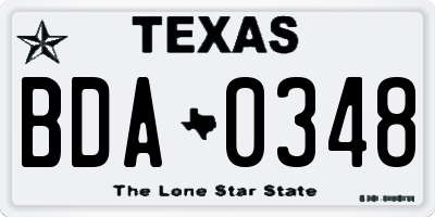 TX license plate BDA0348