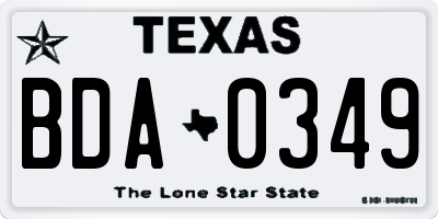 TX license plate BDA0349