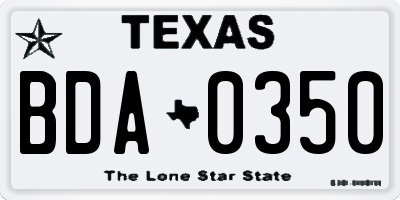 TX license plate BDA0350
