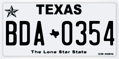 TX license plate BDA0354