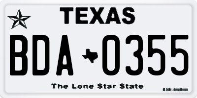 TX license plate BDA0355