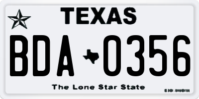 TX license plate BDA0356