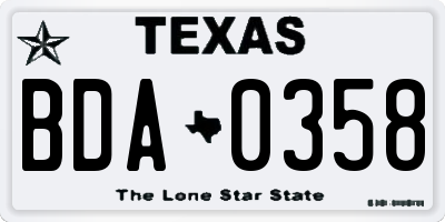 TX license plate BDA0358