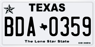 TX license plate BDA0359