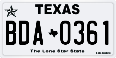 TX license plate BDA0361