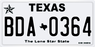 TX license plate BDA0364