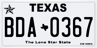 TX license plate BDA0367