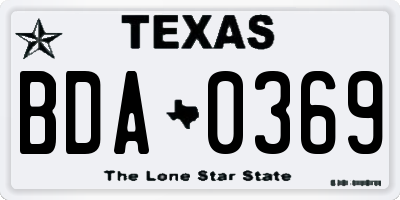 TX license plate BDA0369