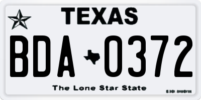 TX license plate BDA0372