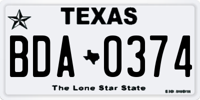 TX license plate BDA0374