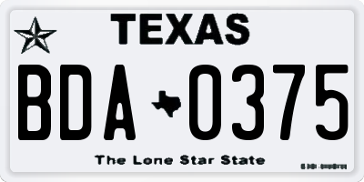 TX license plate BDA0375