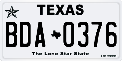 TX license plate BDA0376
