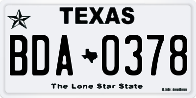TX license plate BDA0378