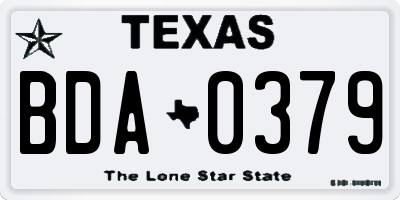 TX license plate BDA0379