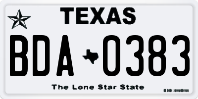TX license plate BDA0383