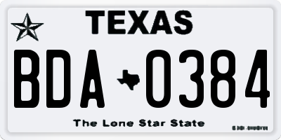TX license plate BDA0384