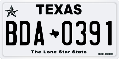 TX license plate BDA0391