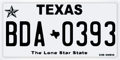 TX license plate BDA0393