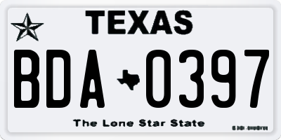 TX license plate BDA0397