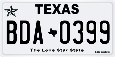 TX license plate BDA0399