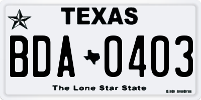 TX license plate BDA0403