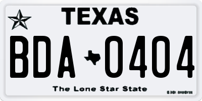TX license plate BDA0404