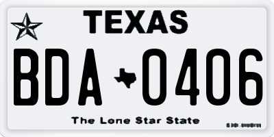 TX license plate BDA0406