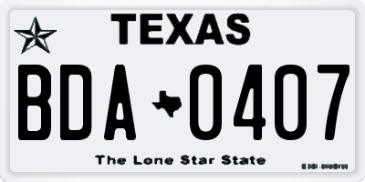 TX license plate BDA0407