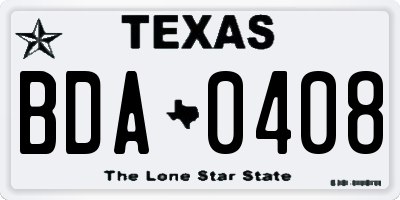 TX license plate BDA0408