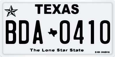 TX license plate BDA0410