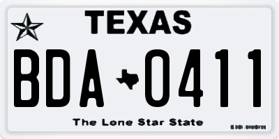 TX license plate BDA0411