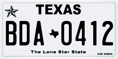 TX license plate BDA0412