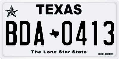 TX license plate BDA0413
