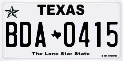 TX license plate BDA0415