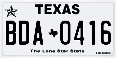 TX license plate BDA0416