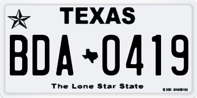 TX license plate BDA0419