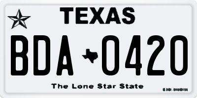 TX license plate BDA0420