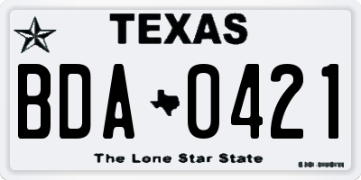 TX license plate BDA0421