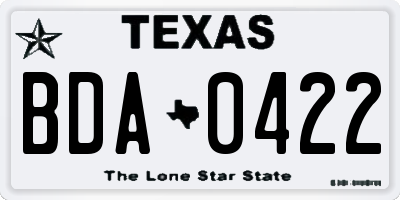 TX license plate BDA0422