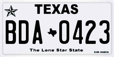 TX license plate BDA0423